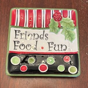 Fitz and Floyd Friends Gather Here Holiday candy plate OS EUC